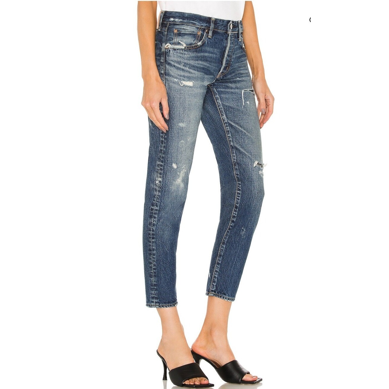 Moussy Vintage Tapered Jeans Womens 30 Distressed Japanese Denim High Rise